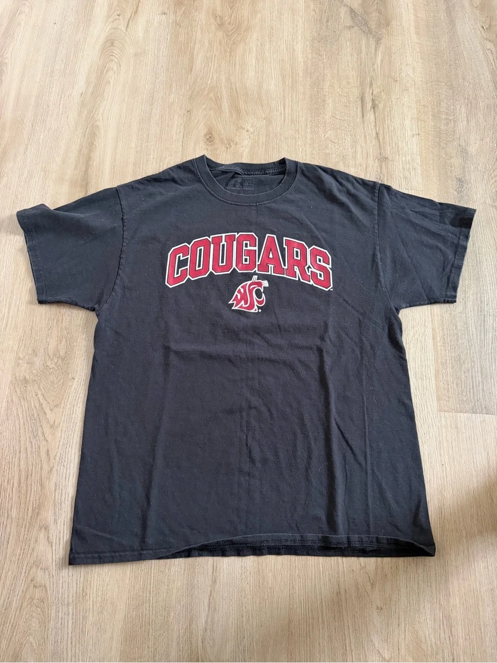 Russell Athletic Black Tee with Red Cougars Logo